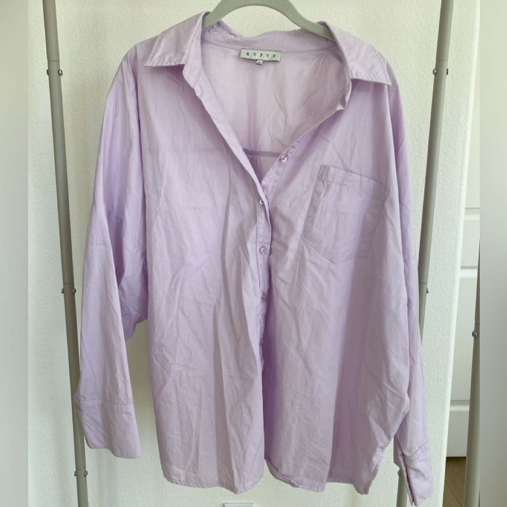 HYFVE Women Oversized Button Down Oxford Shirt Size M